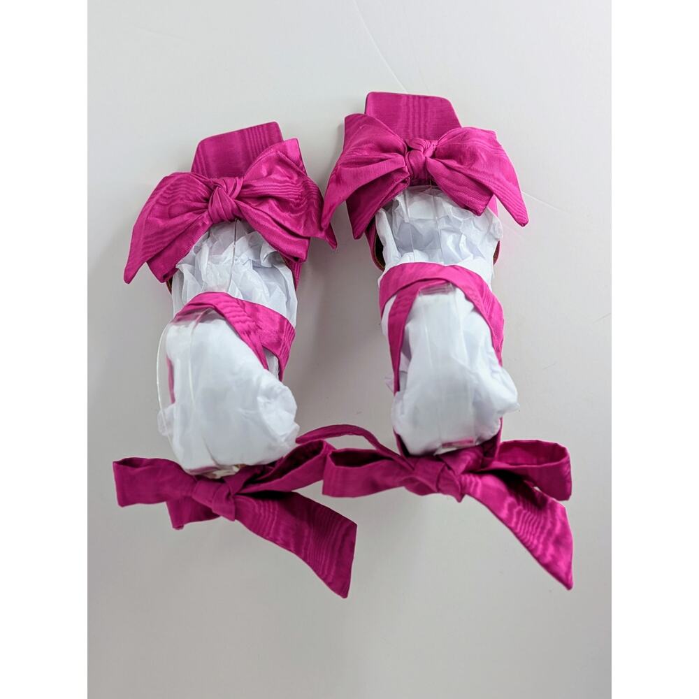 Ganni Bow Ankle Tie Heels 38 Hot Pink Open Toe Strappy Kitten Heel Party 7.5-8 - Picture 11 of 16